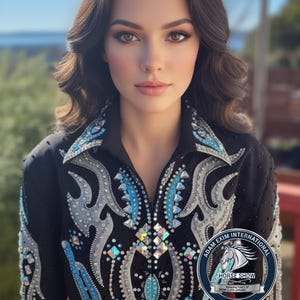 Western Custom Rodeo Queen, Showmanship, Horsemanship , Western Pleasure Show Shirt & Women Rail Jacket. image 1