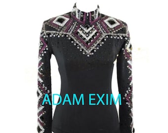 Giacca da equitazione western ricamata: camicia da equitazione da donna, abbigliamento equestre taglie forti