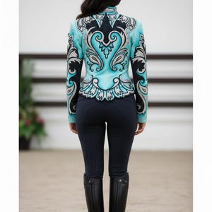 Broderad strass-showmanship-jacka: Anpassad cowgirl-jacka för ridning bild 3