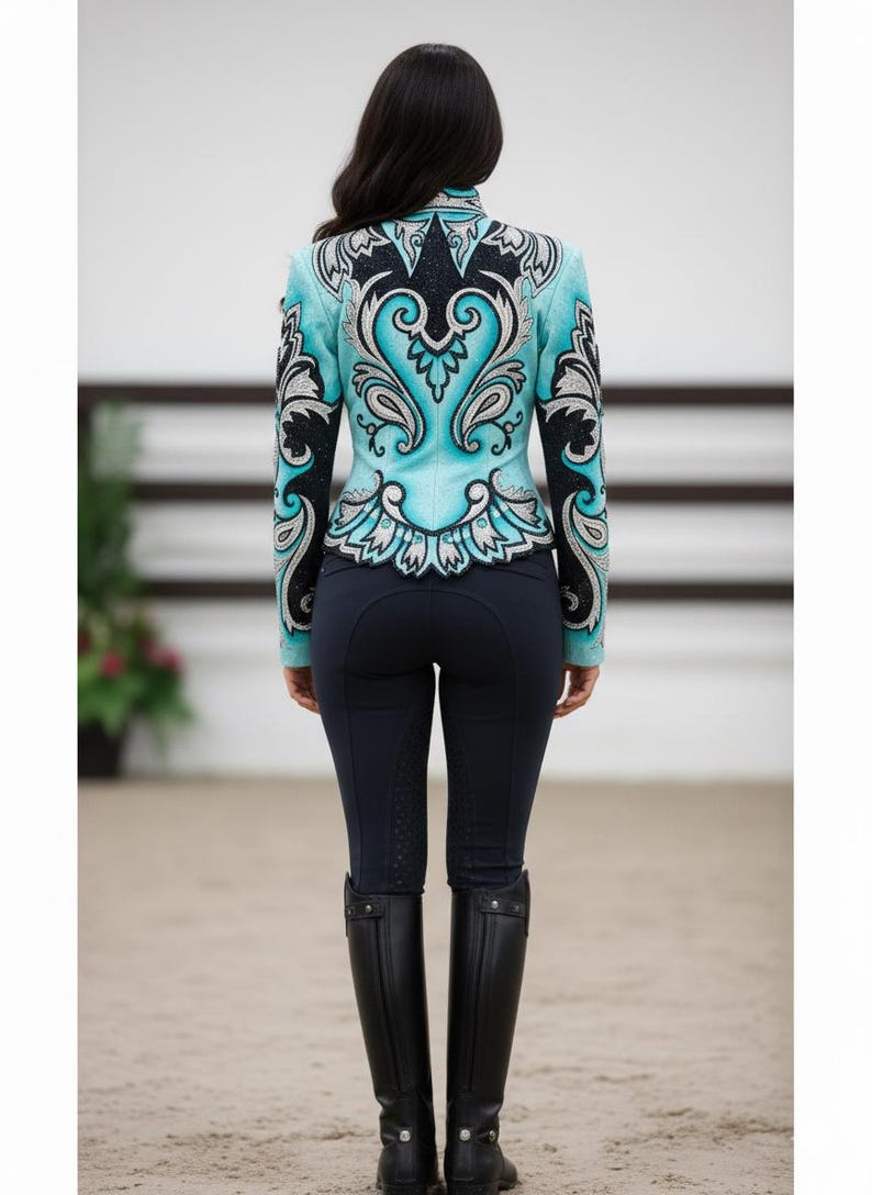 Broderad strass-showmanship-jacka: Anpassad cowgirl-jacka för ridning bild 3