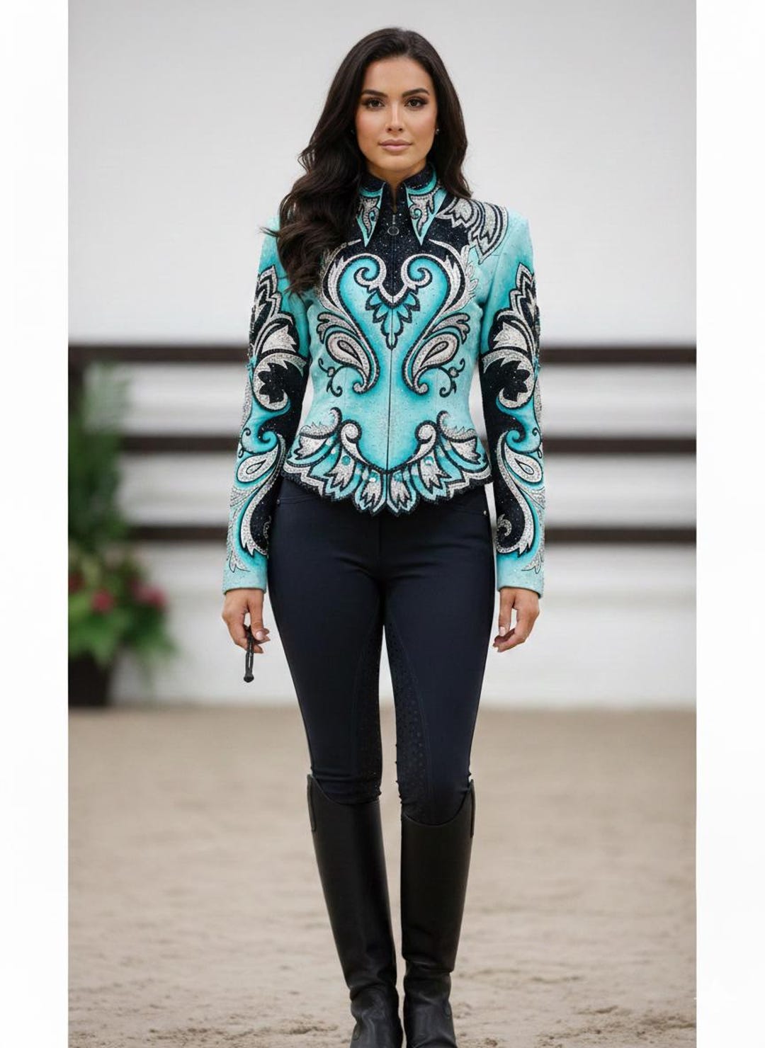 Embroidered Rhinestone Showmanship Jacket: Custom Equestrian Cowgirl ...