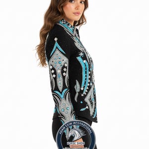 Western Custom Rodeo Queen, Showmanship, Horsemanship , Western Pleasure Show Shirt & Women Rail Jacket. image 3