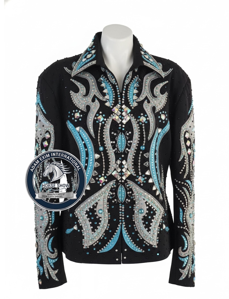 Western Custom Rodeo Queen, Showmanship, Horsemanship , Western Pleasure Show Shirt & Women Rail Jacket. Turquoise