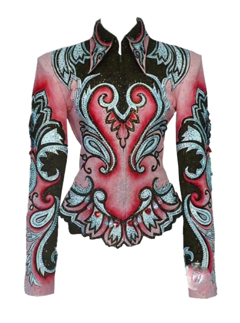 Broderad strass-showmanship-jacka: Anpassad cowgirl-jacka för ridning Röd