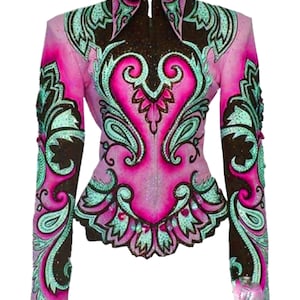 Broderad strass-showmanship-jacka: Anpassad cowgirl-jacka för ridning Rosa
