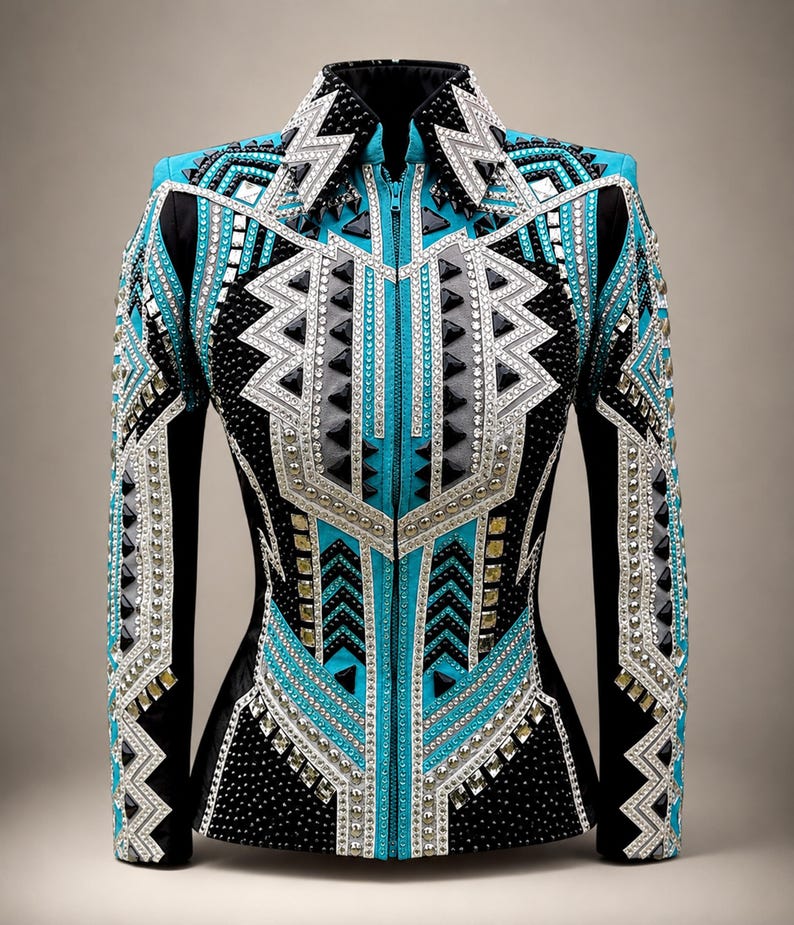 Custom Showmanship Jacket: Hand-Embellished Equestrian Rodeo Queen Apparel image 2