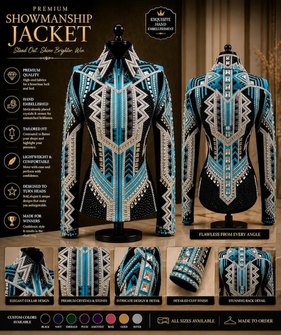 Custom Showmanship Jacket: Hand-Embellished Equestrian Rodeo Queen Apparel