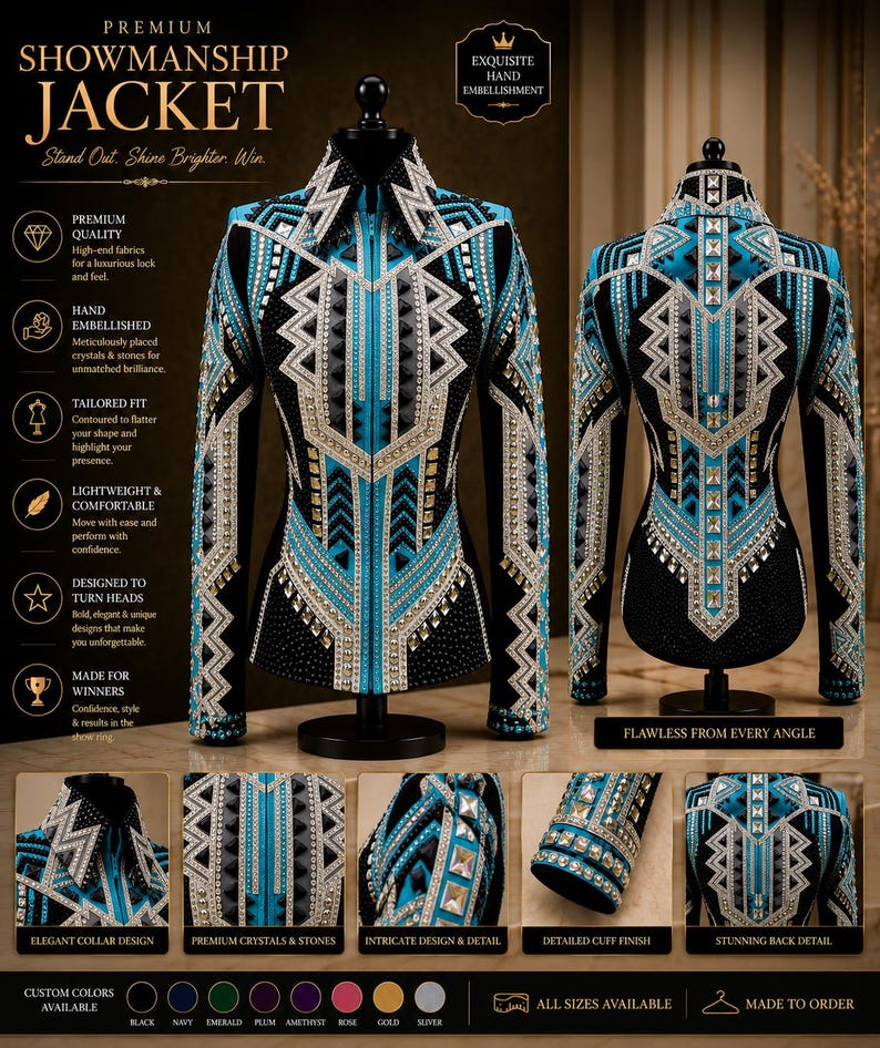 Custom Showmanship Jacket: Hand-Embellished Equestrian Rodeo Queen Apparel image 1