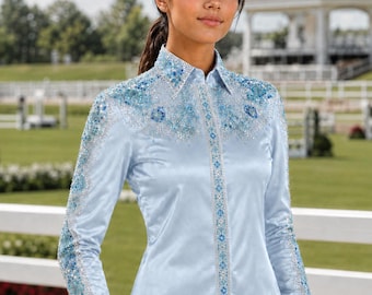 Dames Western Show Shirt | Op maat gemaakte paardensportkleding | Rodeo Queen Rijblouse | Showmanship Day Shirt