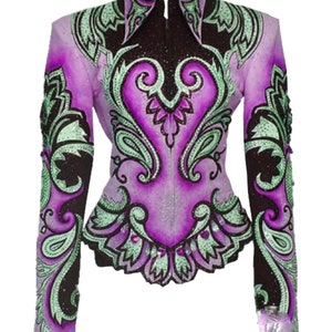 Broderad strass-showmanship-jacka: Anpassad cowgirl-jacka för ridning Lila
