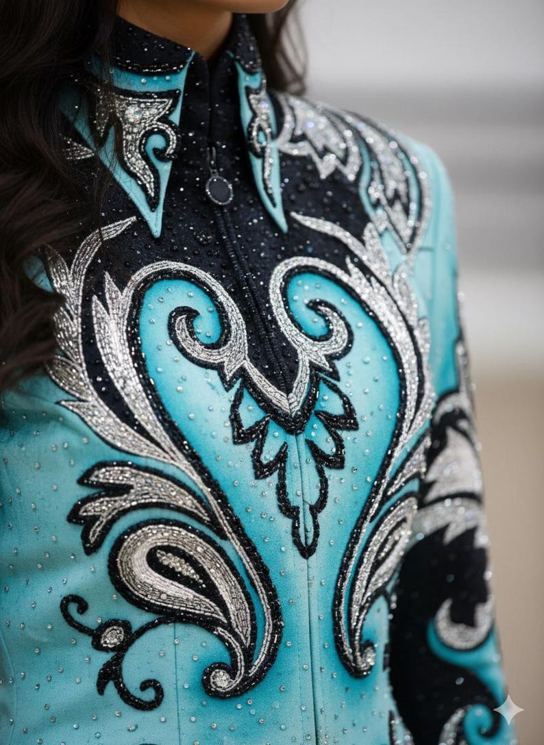 Broderad strass-showmanship-jacka: Anpassad cowgirl-jacka för ridning bild 2