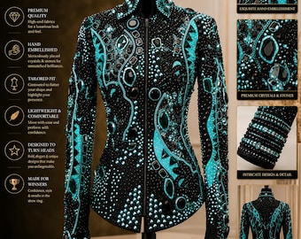 Jaqueta feminina estilo western com strass: Jaqueta personalizada para rainha do rodeio e equitação.