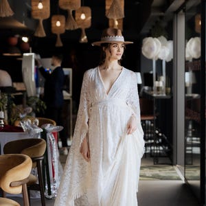 Lace Bohemian Wedding Dress For Boho Hippie Bride Fringe Wedding Dress Bridal Boho Dress Boho Girl Boho Theme Wedding Dress | Calliope