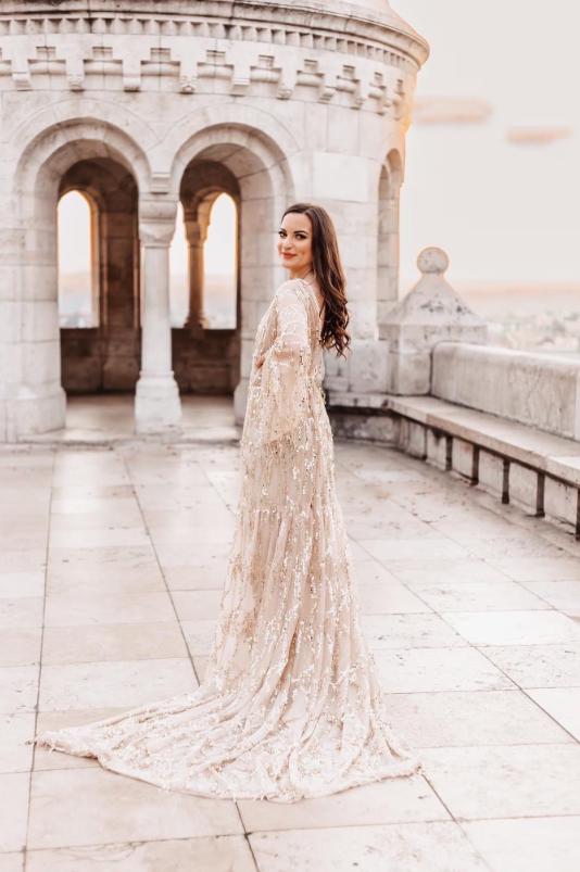 Boho Sparkly Gold Bridal Gown for Photoshoot | Sequin Wedding Dress |  Bohemian Bridal Gown Bloom | Boho Girl Wedding Gown | Gold Aesthetics - Etsy