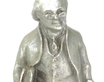 Pewter Ben Franklin Figurine ©1973 R W Baston 3" tall by Hudson