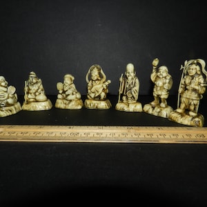 Japanese Netsuke ~ Seven Gods of Fortune/lucky Gods Carved Resin