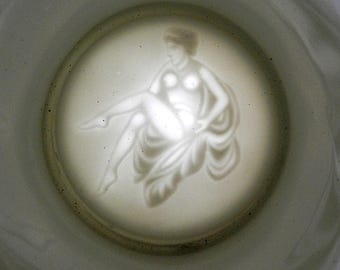 German Stein Regimental Military Lidded Lithopane Nude Lady Porcelain by Hoehr