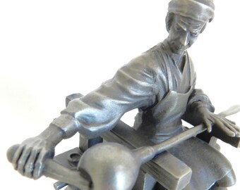 The GLASSBLOWER Franklin Mint Fine Pewter Figurine Colonial America Issued 1975