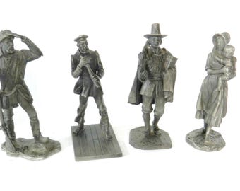 Fine Pewter Lot of 4 Frontier Figures Settlers ~ MINT ~ Amer Sculpture Society