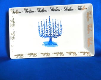 Shalom Vintage Porcelain Platter Plate Dish Menorah image by Ashland