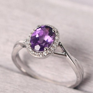 Amethyst Silver Jewellery Ring, Engagement Ring, Amethyst Zircon Ethical Ring, Handmade Ring, Gift for her, 100% Good Quality And Color,