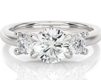 Moissanite jewelry Ring, 925 Sterling Silver Ring, Wedding ring, Engagement ring, 3 Stone ring, Handmade Gift for her, 100% Good Quality
