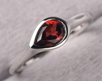 Designer Garnet Ring, Natural Garnet, January Birthstone, 925 Sterling Silver, Garnet Rings For Women, Nature Silver Vintage Unique Gift Her