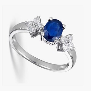 Blue Sapphire Jewellery Ring, 925 Sterling Silver ring, Engagement Ring, Oval Cut 8x6 MM Handmade Ring, Sapphire & Zircon Ring, Gift For Her