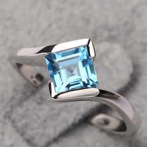 Swiss Blue Topaz Amethyst & Citrine garnet Ring, 925 Sterling silver Ring, Engagement Ring, Wedding Ring, Solitaire Ring, Gift For Har,