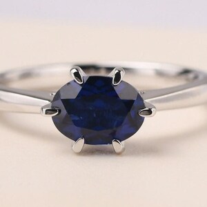 Blauer Saphir Ring 6x8mm, 925 Sterling Silber Ring, Solitär Ring, Ehering, Verlobungsring, handgemachter Schmuck, Geschenk für Sie