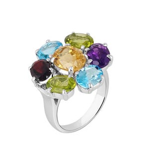 Topaz garnet Amethyst & Citrine Jewelry ring, Engagement Ring, Multi Gemstone Ring, Handmade ring,  925 Sterling silver Ring, Gift for Her