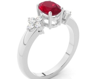 Anello con rubino, anello in argento sterling 925, anello di fidanzamento, fede nuziale, anello fatto a mano, anello con rubino e zircone, regalo per Har,