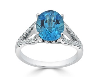Natural Swiss Blue Topaz Ring, Wedding ring, Engagement Ring, Handmade Ring, Topaz jewellery Ring, 925 sterling silver Ring, Gift for her