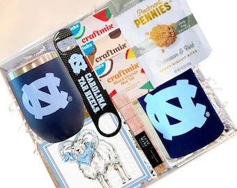 UNC Tar Heel Happy Hour Gift Box: NC Snacks, Drinkware