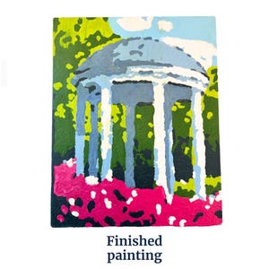 Finished painting of Old Well from DIY Paint By Number kit for Tar Heels
