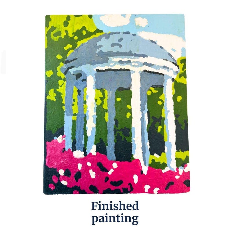 Finished painting of Old Well from DIY Paint By Number kit for Tar Heels