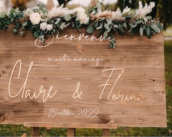 Schriftzug „Vorname“ aus Plexiglas zum Aufkleben für die Begrüßungstafel für die Hochzeit, Tischname für den Hochzeitstischplan