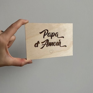 Carte en bois a personnaliser cadeau de noël  coeur