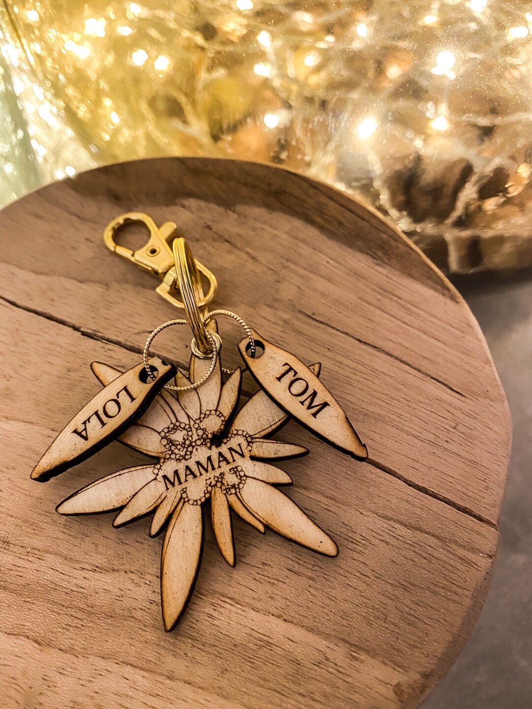 Customizable Edelweiss Wooden Keychain Original Christmas Gift Grandma ...