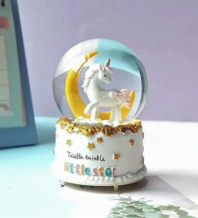Charming Unicorn Snow Globe Night Light Melodic Glow Lamp, Colorful ...