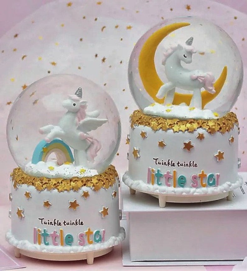 Charming Unicorn Snow Globe Night Light Melodic Glow Lamp, Colorful ...