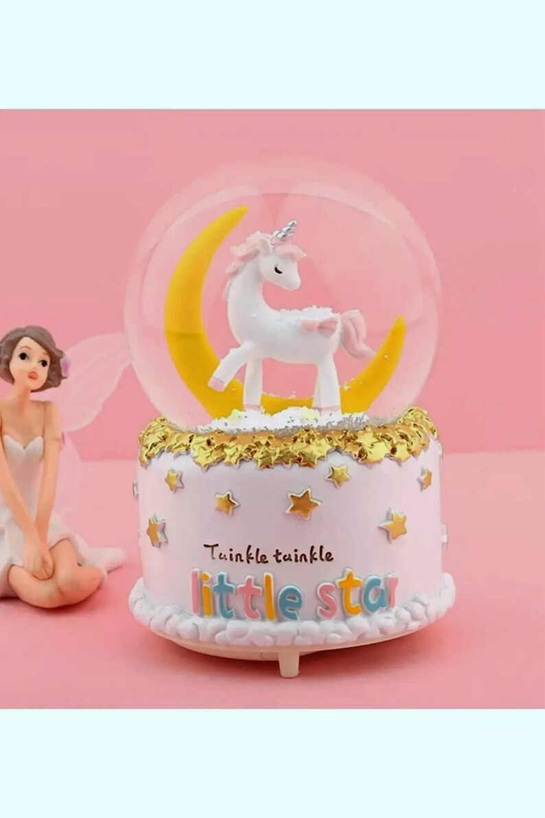 Charming Unicorn Snow Globe Night Light Melodic Glow Lamp, Colorful ...