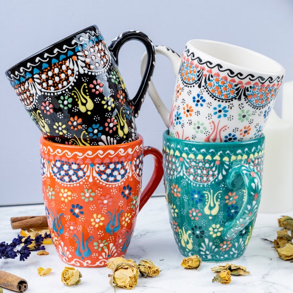 Handmade Ceramic Floral Mug, Wife Mug, Boyfriend Mug, Work Mug, Inspirational Mug, Cute Ceramic Mug, Perfect for Tea, Coffee and Soups!