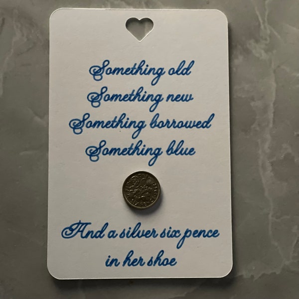 Traditional wedding, silver sixpence, can be personalised
