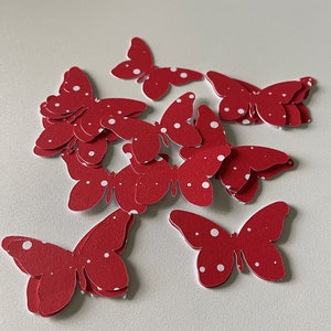 25 Red with white polka dots Paper butterflies die cut wedding scrapbooking, wedding decoration, wedding table butterflies