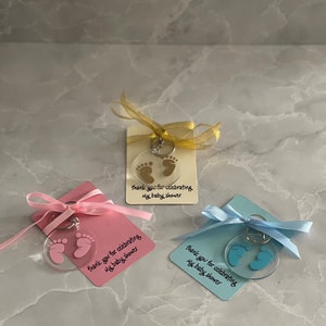 Porte-clés de remerciement pour baby shower avec carte-cadeau, peut être personnalisé.
