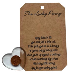 Lucky Penny Pocket Hug – Clear Resin Good Luck Gift for Exams, New Job or 7th Anniversary