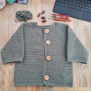 Easy Baby Cardigan Pattern, Crochet Child Sweater,  Newborn to 6 Years, Basic Baby Vest, Simple Kid Jacket, Four Season Baby Crochet