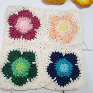 Easy Flower Crochet Square Pattern, Crochet Blanket Motif, Crochet Patchwork Granny Square