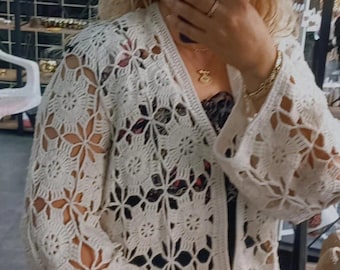Crochet Flower Cardigan Pattern (PDF): Modern Granny Square Top